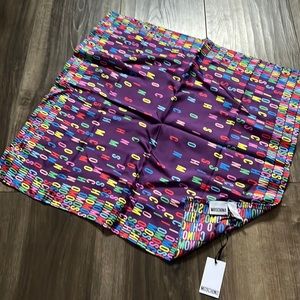 Moschino monogram scarf in purple print - 100% silk measures 19” by 19”